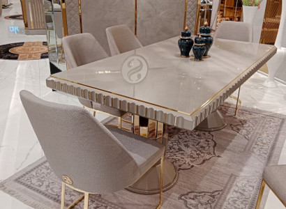 4x Chairs Chair Group Upholstery Design Furniture Dining room Textile